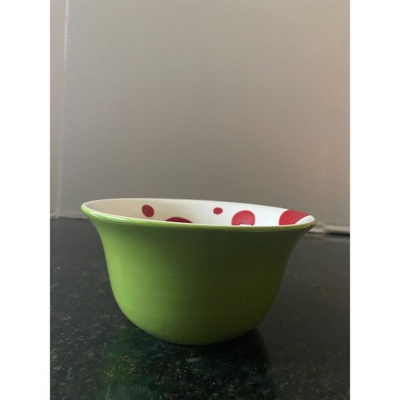 Magnolia Lane 6" Wide Polka Dot Bowl with Green, "PEACE" - Picture 3 of 8